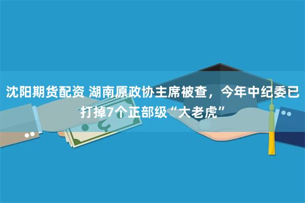 沈阳期货配资 湖南原政协主席被查，今年中纪委已打掉7个正部级“大老虎”